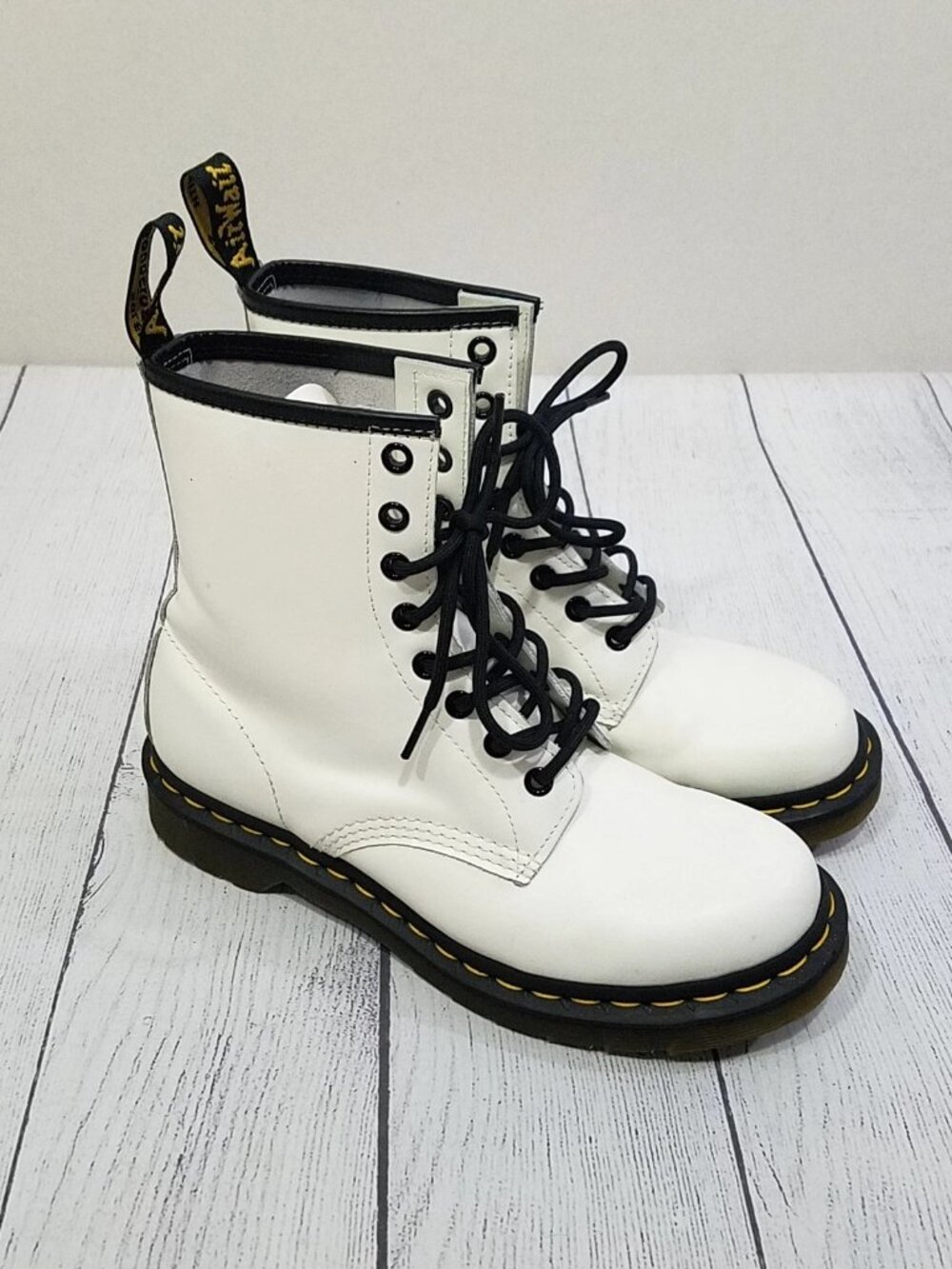 Dr. Martens 1460 White Leather Combat Boots Womens Size 8 - 11821